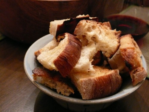 Croutons made from old bread