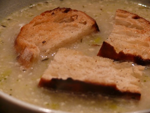 Provencal Potato, Celery, & Leek Soup w/Croutons